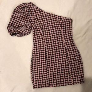 Majorelle Houndstooth One sleeve Dress